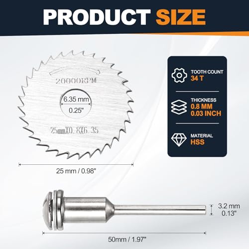 Cutting Wheel Set 2Pcs 0.98" 25mm Diameter HSS Circular Saw Blades - color: Silver, size: 0.98"(25mm) Diameter, 0.13"(3.2mm) Round Shank