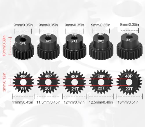 OGRC 48DP 19T 20T 21T 22T 23T Pinion Gear 3.175(1/8-Inch) Pinion Motor Gear - size: 19T 20T 21T 22T 23T