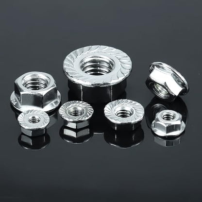 M10-1.5 Serrated Flange Nuts (25 pcs), 304 Stainless Steel 18/8, Coarse Thread, Bright Finish, Serrated Flange Hex Nuts, Fayeploo - color: Silver, size: M10-1.5