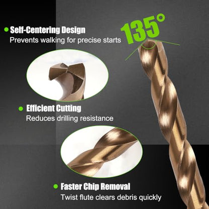 M35 Cobalt Drill Bit Set, 29PCS Metal Drill Bits for Steel