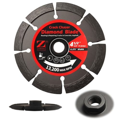 ZORUNNA 4.5" Crack Chaser Blade for Concrete, 0.375" Width, 5/8"-11 Arbor - size: 4.5" × 3/8" × 7/8" Thread