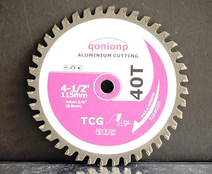 4-1/2" Aluminium Cutting Circular Saw Blade, TCG 40T, 3/8" Arbor