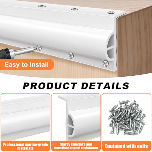 Dock Edging 10 Feet/20 FeetBoat Dock Bumpers for Dockside and Edge,5 Park and 10 Park Dock Greater Protector Rub Rail for Boats,Each Park 23.5 inch Long. - color: white, style: 5 pcs Totall 10ft