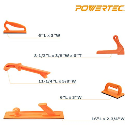 POWERTEC Push Block and Push Stick Set Fits Table Saws, Router Tables, Band Saws & Jointers, Dual Ergonomic Handles w/Max Grip, Wood Pusher Reduces Kickback & Increases Safety. 5PK (71009V) - style: Push Block and Push Stick Set