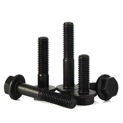 M6 x 60mm Flanged Hex Head Bolts Flange Hexagon Screws, Half Thread, Alloy Steel, Black Oxide Finish, Quantity 10 - size: M6-1.0 x 60mm