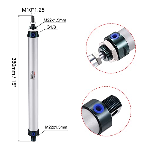 MECCANIXITY Pneumatic Air Cylinder Double Action MAL25X250 25mm Bore 250mm Stroke with Y Connector and 4Pcs Quick Fitting Set - size: 25X250 mm