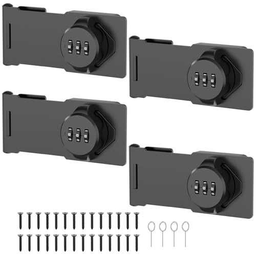 Cabinet Locks with Combination, Hasp Locks, 2 Packs Black - color: 4 Packs Black