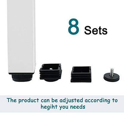 uxcell M8 Leveling Feet 50 x 50mm Square Insert Adjustable Furniture Glide 8 Sets