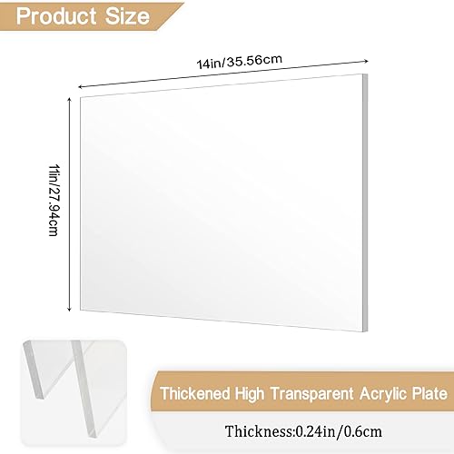 2 Pieces 1/8" Thick (3mm) Acrylic Sheets, Plexiglass Sheets, Clear Cast Plexiglass 11” x 14” with Protective Paper for Signs DIY Display Projects,Craft,Photo Frames - size: 2 piece 11'' * 14'' 3mm