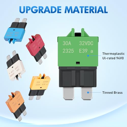 Nilight 6PCS Circuit Breaker Manual Resettable Fuse Assortment Kit - color: Resettable Standard Fuse
