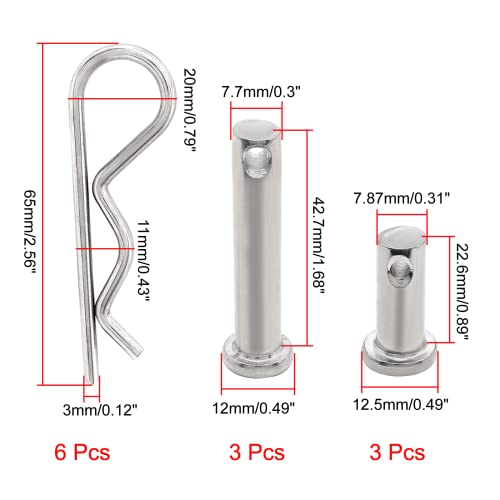 12Pcs 304 Stainless Steel M3 X 65 R Shape Cotter Pin
