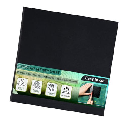 Rubber Sheet - Heavy Duty Silicone Gasket Material, 12" x 12", .125" Thickness for DIY Gaskets, Pads, Seals, Crafts, Flooring, Cushioning, Anti-Vibration - size: 1/8