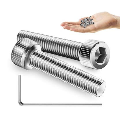 Mywish (100Sets) M3 Screws, M3 x 16mm Socket Head Cap Screws Bolts, 304 Stainless Steel Allen Socket Hex Drive Bolts, Bright Finish M3 Screw Kit with Nuts and Washers & Hex Spanner - size: M3 x 16mm