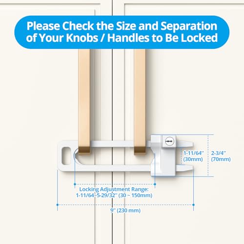 AST Keyed Cabinet Lock, 2 Locks 4 Keys, Key Alike, Childproof Drawer Latch - color: Matte White