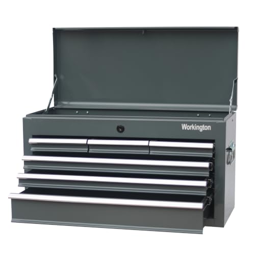 Workington Portable Metal Tool Chest with 6 Drawers, 24" 6-Drawer Tool Chest Cabinet with Ball Bearing Drawer Slides, Steel Tool Storage Box Organizer 4005 Gray - color: Grey