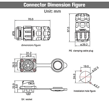 5 Pin Waterproof M20 Aviation Connector 10A 500V - style: 5PIN