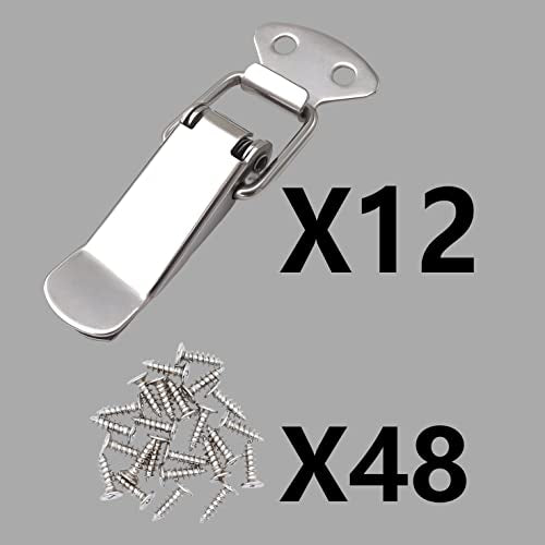 Lesnala 12 Pcs Stainless Steel Spring Toggle Lock with Clasp for Cabinets