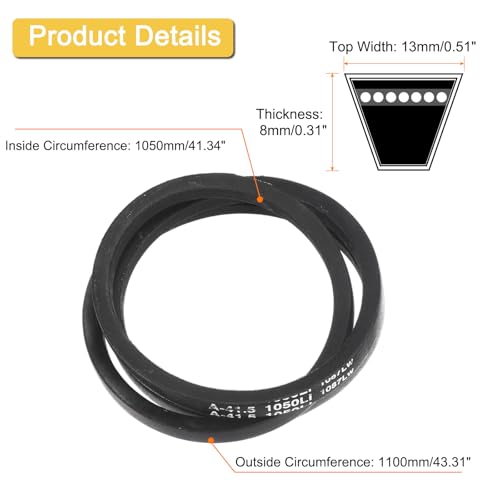 uxcell A41 1/2 Classic Wrapped V-Belt,43" Outer Circ A Profile,Black - size: A41 1/2