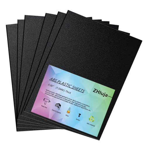 Black ABS Plastic Sheets- 0.060" Thick,12" x 16", 6 Pack for Laser Cutting, and Moldable - color: Black, size: 12" x 16"