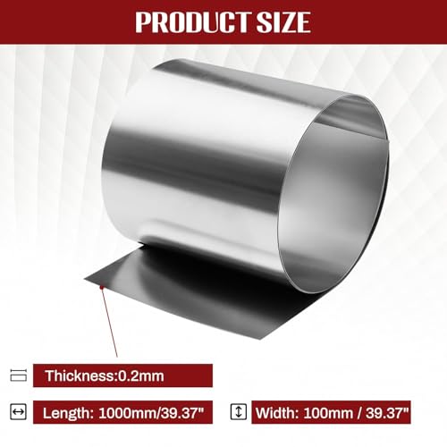 304 Stainless Steel Foil Roll, 0.2mm x 100mm x 1M Stainless Steel Sheet, Metal Foil for Crafts, Electronic Equipment, Industry Machinery, Hardware - size: 0.2mm x 100mm x 1M