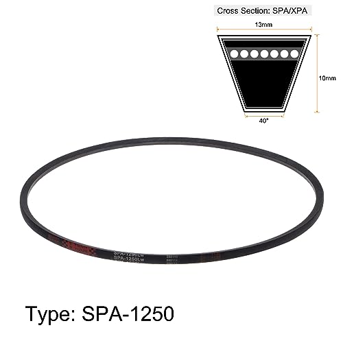 HARFINGTON SPA-1250 V-Belts Drive Belt 1250mm Pitch Girth 13mm Width 10mm Height Rubber for Power Transmission - size: 1250mm