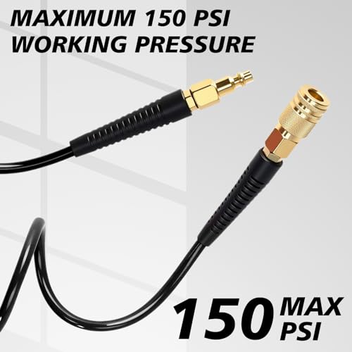 Flutesan 10 Pack 1/4 in x 10 ft Recoil Air Hose with Quick Coupler, Black - color: Black