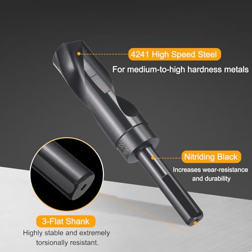 HARFINGTON 1-3/64" Drill Bit 1/2" Reduced Shank 3-Flat 4241 HSS 118° - size: 1-3/64" with 1/2" Shank