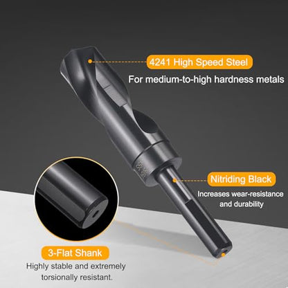 HARFINGTON 1-3/64" Drill Bit 1/2" Reduced Shank 3-Flat 4241 HSS 118° - size: 1-3/64" with 1/2" Shank