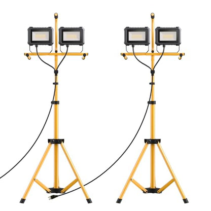 LED Work Light with Stand, 10000 Lumen Work Light with Adjustable and Foldable Tripod Stand, Waterproof with Individual Switch for Construction Job Site Workshop Garage, 2 Pack - size: 80W 2PACK