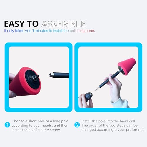 Drill Bit Polishing Cone Sponges with Hand-Held Extension Bracket