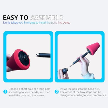 Drill Bit Polishing Cone Sponges with Hand-Held Extension Bracket