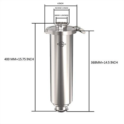 QiiMii 1.5" Tri-Clamp Filter SS304 Sanitary Fittings Inline Straight Strainer with 100 Mesh Stainless Steel Screen（1.5 INCH） - size: 1.5 Inch