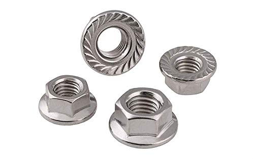Stainless Steel Serrated Hex Flange Nuts Locknuts 50 Pcs (M5) - size: M5