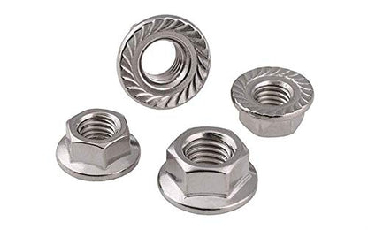 Stainless Steel Serrated Hex Flange Nuts Locknuts 50 Pcs (M5) - size: M5