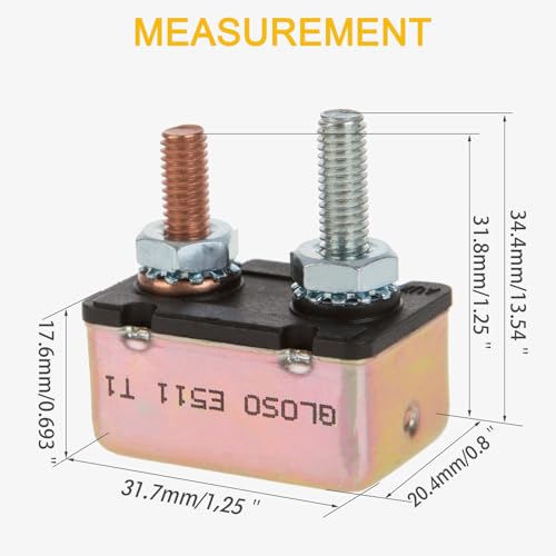 GLOSO Circuit Breakers Stud Bolt Type for Truck Bus RV Automotive Motorcycle No Bracket Metal Cover Auto Reset (T1) - 1 Pack (6A) E511 - color: 1 Pack, size: 6A