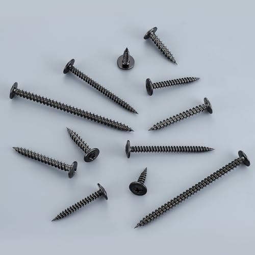#10x3/4 Wood Screws Phillips Modified Truss Head Quick Metal,130Pcs Self Tapping Screws Stainless Steel 410,Black Zinc Plated with Driver Bit - color: Black Self Tapping, size: 10x3/4"