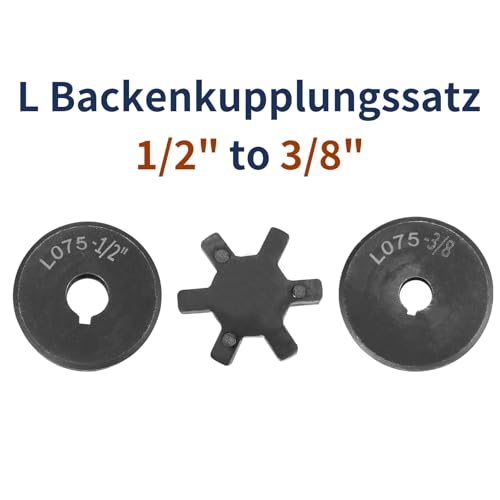 uxcell 1/2" to 3/8" L075 Flexible 3-Piece L-Jaw Coupling Coupler Set - size: 1/2" to 3/8"