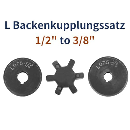 uxcell 1/2" to 3/8" L075 Flexible 3-Piece L-Jaw Coupling Coupler Set - size: 1/2" to 3/8"