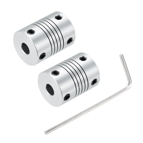uxcell 2Pcs 5mm to 6mm Aluminum Alloy Shaft Coupling L25xD19 Flexible Coupler Beam for 3D Printer CNC Machine DIY Encoders and Motors Shaft,Silver - size: 5mm to 6mm