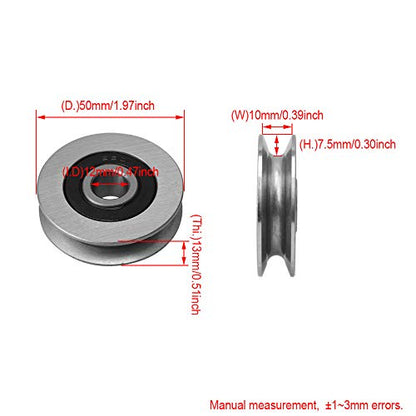 U Groove Ball Bearing Pulley | 12mm Bore | 50mm OD | 13mm Thickness