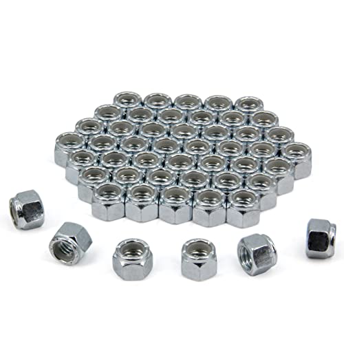 3/8"-16 Nylon Insert Hex Lock Nuts,Carbon Steel White Zinc Plated, Hex Lock Nut Silver Self-Locking Nylock Locknuts,50pcs/Pack (3/8"-16-50pcs) - size: 3/8"-16-50pcs