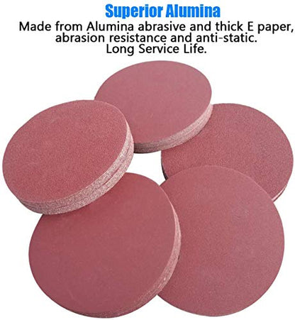 Tonmp 100 PCS 6 Inch No Hole Hook and Loop Sanding Disc Set- 60 80 120 240 400 Grit Sandpaper, 6" Aluminum Oxide Sander Paper for Random Orbit Sanders