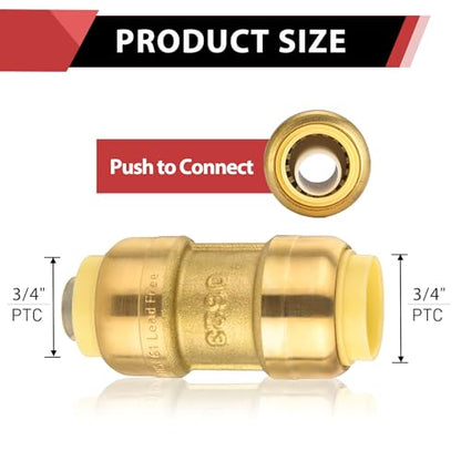 2piece EFIELD Push-Fit Fittings 3/4 Inch Straight Coupling - size: 3/4 Inch(P2), style: Straight Coupling