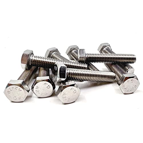 M8 Hex Bolt, M8-1.25 x 40mm Hex Head Screw Bolts, 304 Stainless Steel, Fully Threaded, Plain Finish, Hex Tap Bolts 10Pcs (M8x40mm) - size: M8x40mm