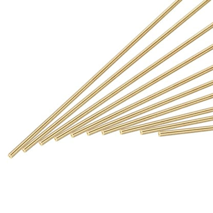uxcell 1mm x 300mm Brass Round Rod, Metal Solid Shaft Rods Lathe Bar Stock for DIY Crafts Model Car Helicopter Airplane 10pcs - size: 1mm x 300mm