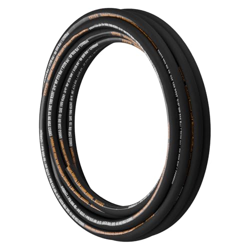VEVOR Hydraulic Hose 3/4 inch x 50 ft, Coiled Hydraulic Hose 3120 PSI, Rubber with 2 High-Tensile Steel Wire Braid, Bulk -20℃ to 140℃, Hydraulic Oil Flexible Hose - style: 3/4 inch x 50 ft