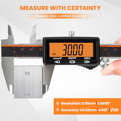 HARDELL Digital Caliper 6 Inch with Orange LCD, USB-C Calipers, Non-Backlit - size: 6 Inch