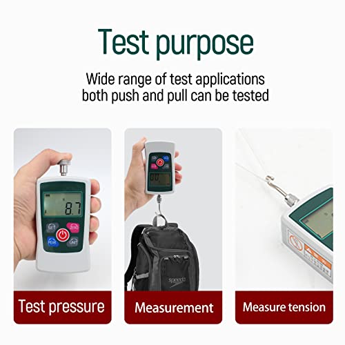 500N Digital Force Gauge Push and Pull Tester Meter with 4 Measurement Units N Kg Lb Oz, Automatic Backlight, Buzzer Alarm Function,1% Accuracy - size: 500N