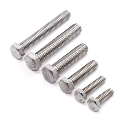 1/2-13 x 1-1/4" (6 pcs) Stainless Steel Hex Head Screws Bolts (3/8" to 6" Available), 18/8 Stainless Steel 304, Fully Threaded, Machine Coarse Thread, No Coating, Plain Finish - size: 1/2-13 x 1-1/4"