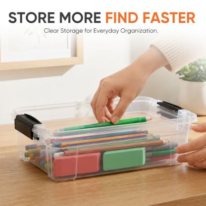 Superio 1.27 Quart Clear Plastic Storage Containers with Lids, Stackable Organizer Bins, BPA-Free Storage Boxes for Home, Office, Dorm & Classroom, 1 Pack - size: 1.27 Quarts